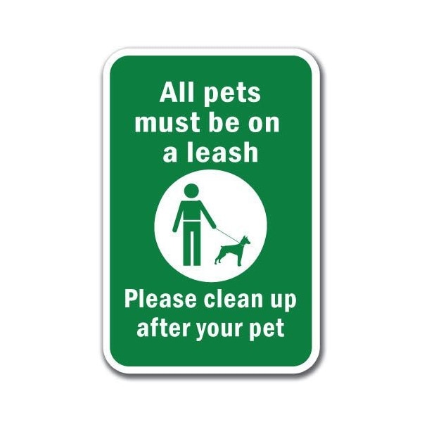 Signmission 18 in Height, 0.12 in Width, Aluminum, 12" x 18", A-1218 Pet-Animal - LeashClea A-1218 Pet-Animal - LeashClea - main